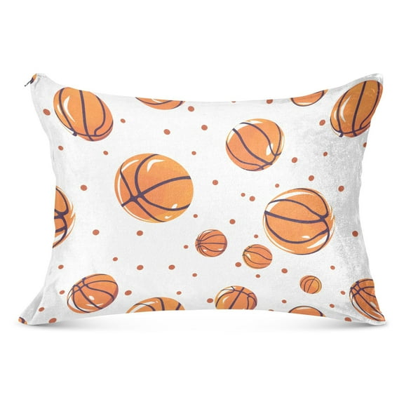 Adorable Basketball Plush Pillow Cases Standard Size Ultra Soft Warm Pillowcases with Zipper 20"x26"