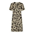 thumbnail image 4 of up to 60% off Gifts Usmixi Dresses for Women 2023 Business Tie Waist Pocket Slit Tunic Midi Dresses Short Sleeve Round Neck Leopard Print Summer Knee-Length Formal Dress Yellow m Under $5, 4 of 6