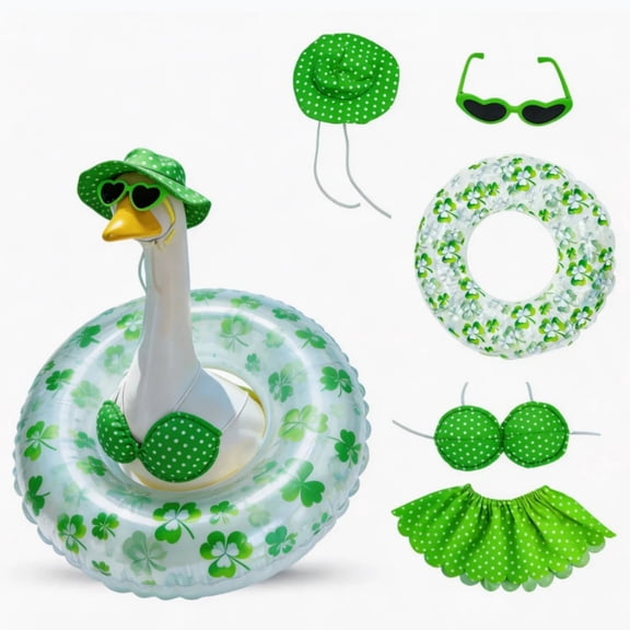Hawaiian style porch goose bikini Outfit with Sunglasses & Wreath,Porch Goose Outfits for 23" 17" Cement Plastic Goose Clothes Costumes,Garden Decor Goose and Duck Costume for Outdoor Statues