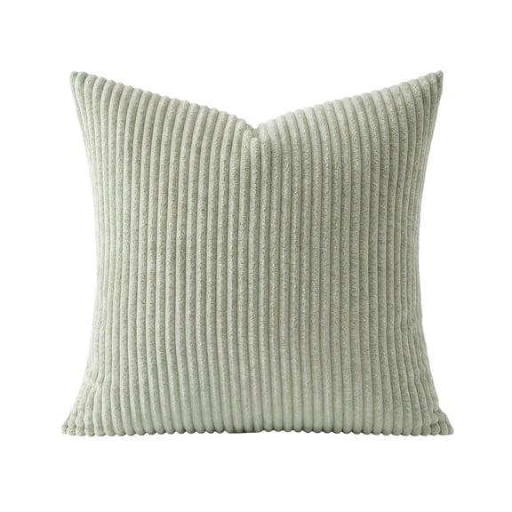 Throw Pillows Boho, 18X18 In, Corduroy Striped Texture, Couch Pillows Covers, Light Sage, 1 Pc, Decor Living Room, Decoration for Living Room