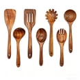 thumbnail image 2 of YoGold Natural Teak Wood Kitchen Utensil Set – 7-Piece Handmade Cooking Tools for Non-Stick Cookware, Includes Spatula & Ladle (Brown), 2 of 6