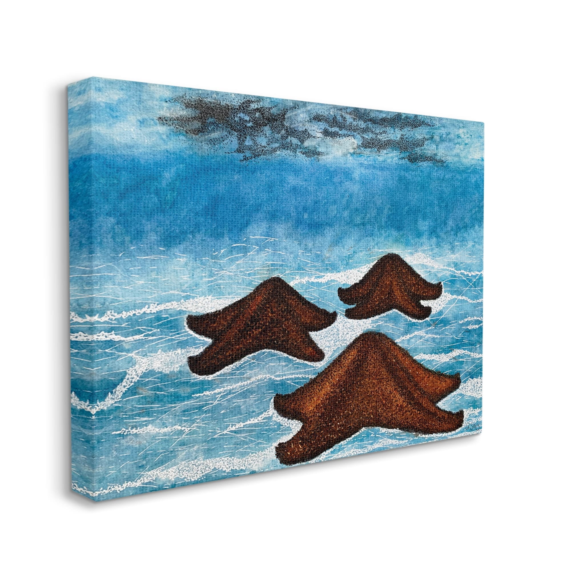 Stupell Industries Aquatic Starfish Floating Water Surface Waves Splash Canvas Wall Art, 40 x 30, Design by Ale Saiz Studio
