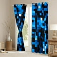 thumbnail image 3 of Manfei Geometric Check Black Out Curtains,Patchwork Pixel Buffalo Curtains Pack of 2 (42x63 Each),Blue Black Bedroom Curtains For Girls Boys,Breathable Home Decor, 3 of 6