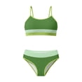 thumbnail image 4 of Gelikeya Girls Swimsuits Size 12-14 Two-Piece Bikini Sets Cute Solid Color Tops with Shorts Toddler Kids Bathing Suit for Pool and Beach #04 Light Green, 4 of 5