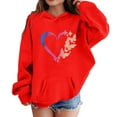 thumbnail image 3 of SonxaHe Toddler Girls Hoodie Lined Long Sleeve Love Print Athletic Relaxed Hooded Sweatshirts Red,Sized 3-4, 3 of 3