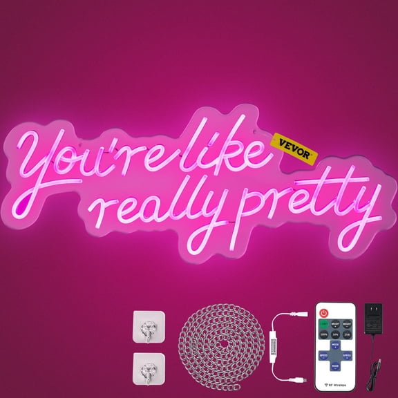 Youre Like Really Pretty Pink LED Neon Sign 27.5x12 Inch Wall Decor Large Light with Remote Control for Party Wedding Living Room Office