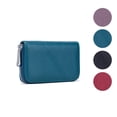 thumbnail image 1 of KEINXS Credit Card Holder RFID Blocking 12 Card Slots Leather Mini Credit Card Wallet Purse with Zipper-Blue, 1 of 9