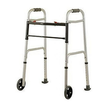 FOLDING WALKER WITH 5in. WHEELS- ADULT (2 BUTTON RELEASE)