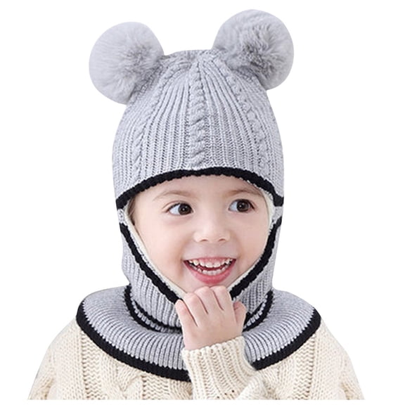 EnJoCho Toddler Kids Baby Boys Girl Pompon Hat Winter Warm Knit Crochet Beanie Cap Scarf Baby Child Casual Outing Hats