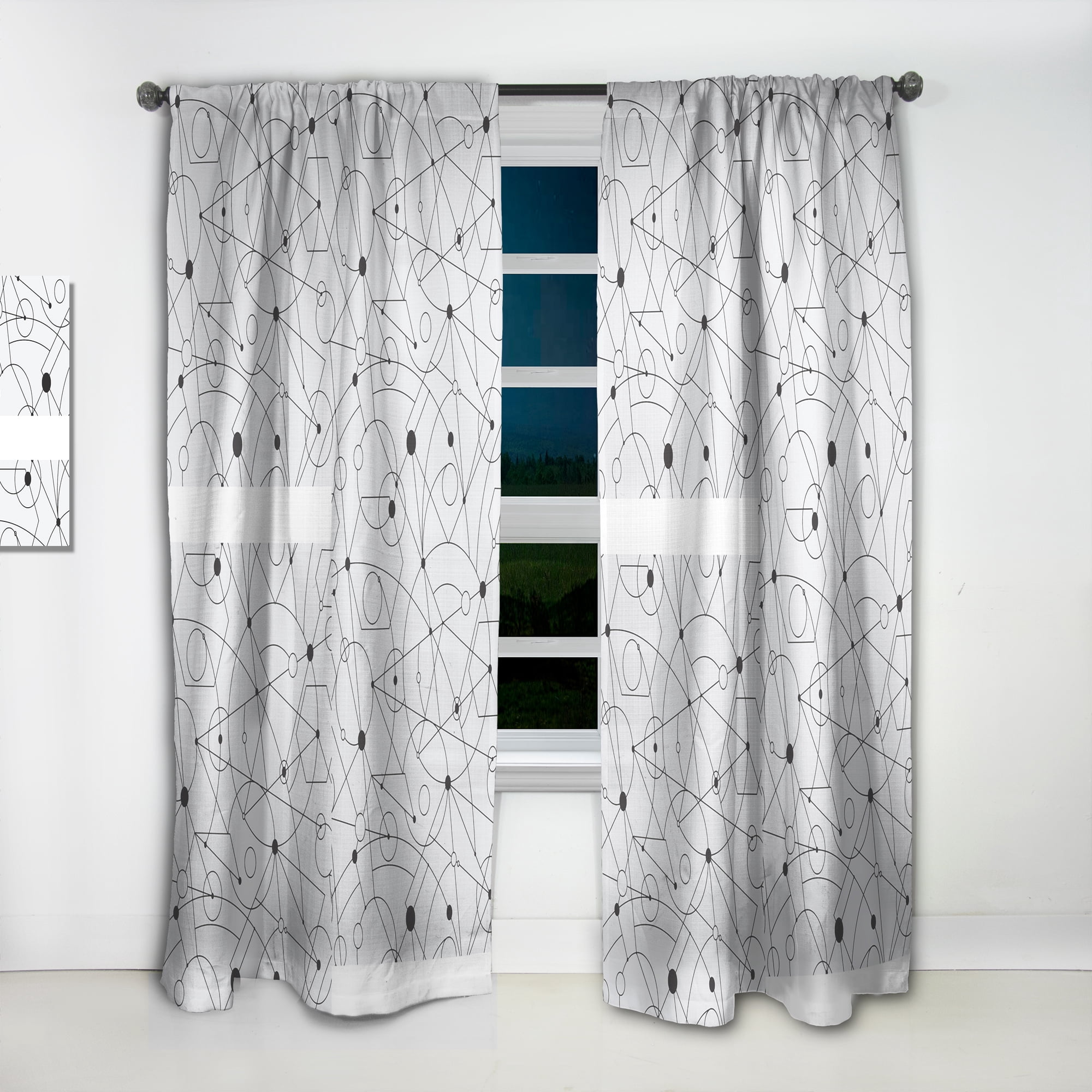 Designart 'Geometrical Retro Grid III' Mid-Century Modern Curtain Panel