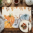 thumbnail image 4 of Fall Pumpkin Placemats Set of 6 Thanksgiving Sunflower Maple Leaf Heat Insulated Linen Place Mats, Washable Stain-Proof Table Mats for Dining Tables Holiday Decor 13x19inch, 4 of 9