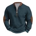 thumbnail image 2 of Kalauyu Men's Textured Sweatshirt Thermal Elbow Patches Pullover Fall Winter, 2 of 6