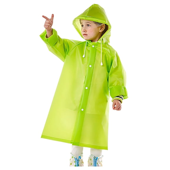WTXUE Raincoat for Kids 1PC Long Sleeve Hooded Ponchos Capa Impermeable Para Lluvia Boy'S and Girl'S Long Windproof and Rainproof Hooded Coat Button Top Womens Hooded Rain Coat | Green S-XL