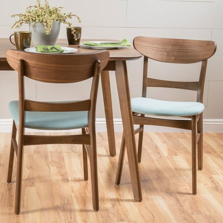 Noble House Odelia Mid-Century Modern Dining Chairs (Set of 2), Mint and Natural Walnut
