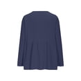 thumbnail image 6 of Comdrip Women's Fashion Cotton Linen Shirt Long Sleeve Crew Neck Solid Color Ethnic Beach Yoga Top Button down Tee Shirt Blouses Navy Xl, 6 of 8
