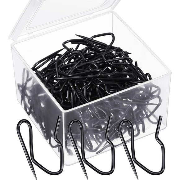58 Pack Metal Curtain Hooks Pin-On Drapery Hooks 1.2 by 1 Inch for Window,Door,Shower Curtain(Black)