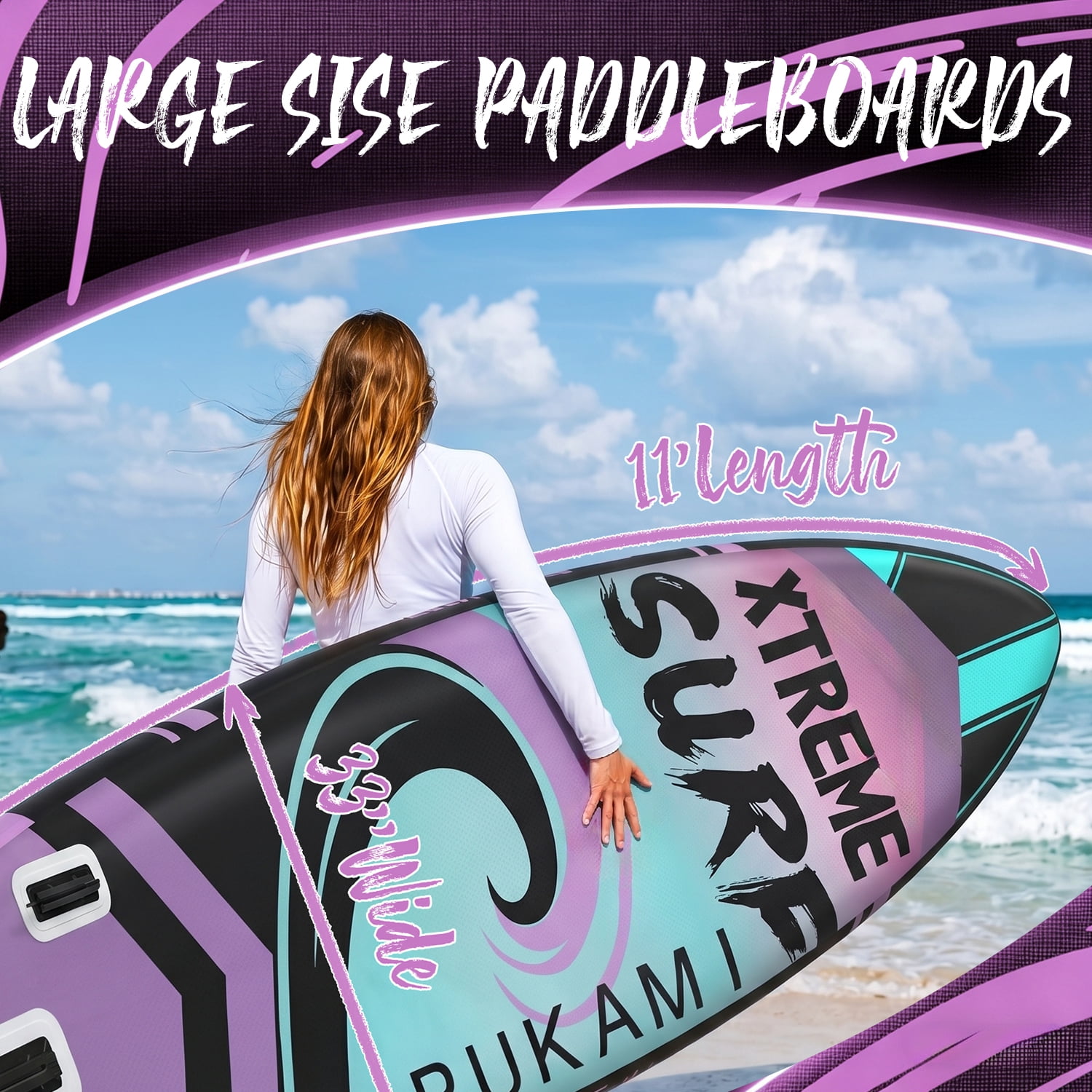Waleaf 11‘ Inflatable Stand Up Paddle Board with Premium SUP Paddle Board Accessories & Carry Bag,Paddle,Pump,Leash,Wide Stable Design,Non-Slip Deck,Surf Control for Adults & Youth