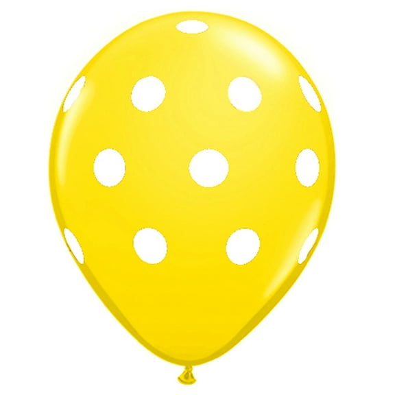 12 Qualatex Polka Dot Balloon Yellow White Color 11"