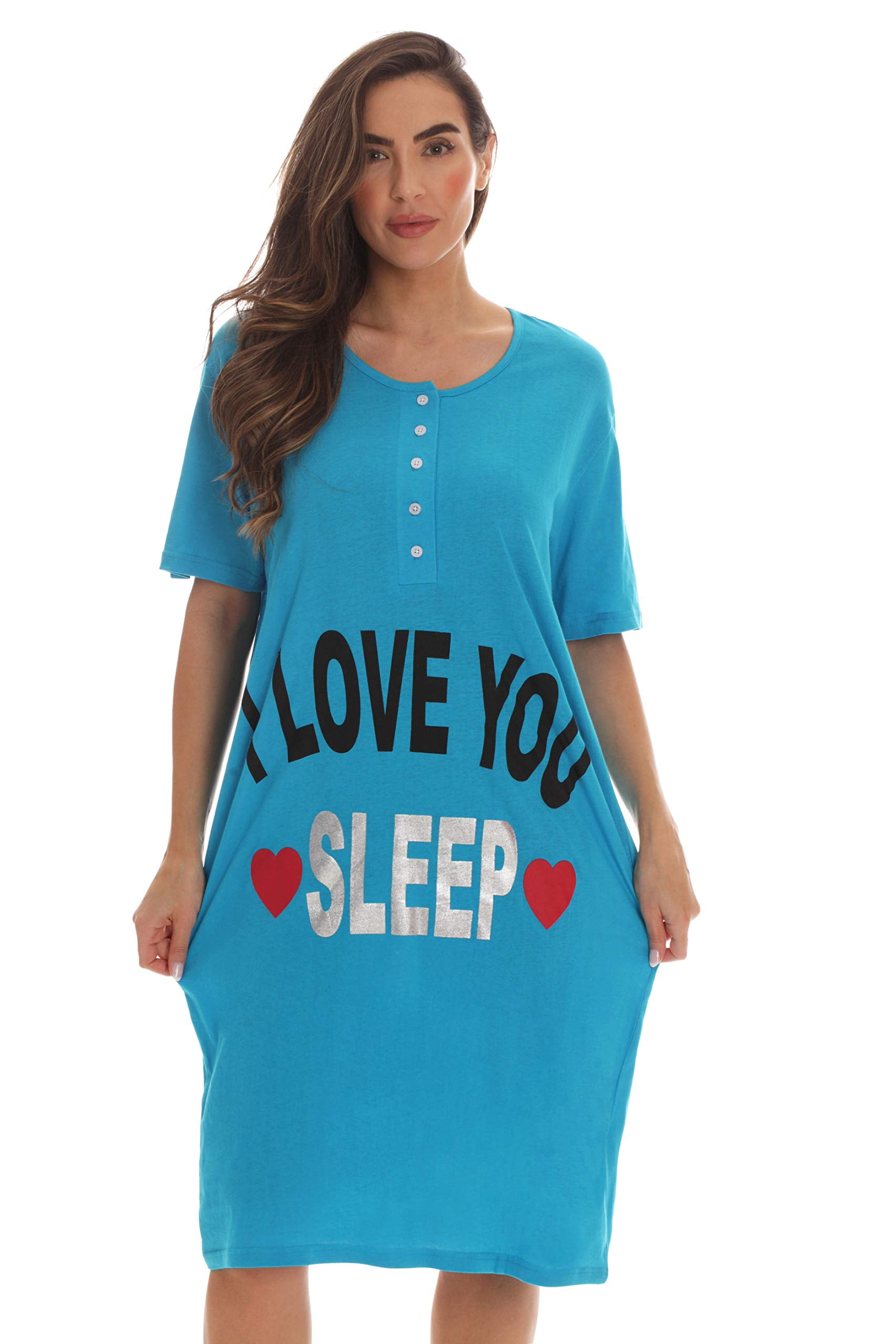 Just Love Short Sleeve Nightgown Sleep Dress for Women (Turquoise I