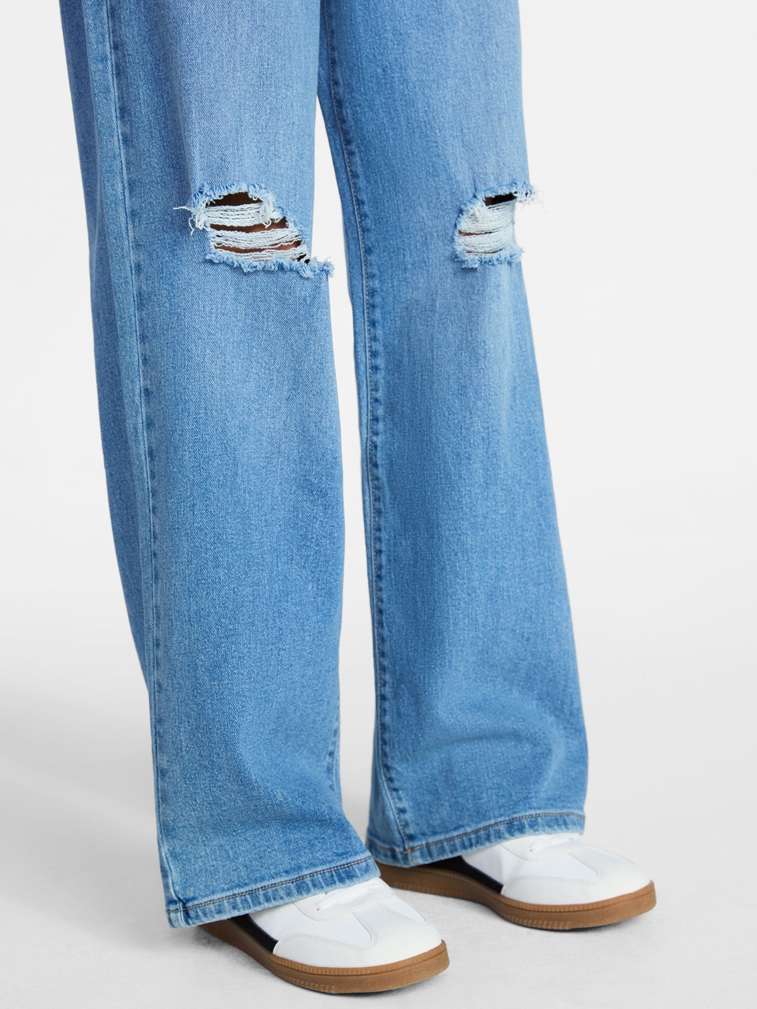 No Boundaries High Rise Baggy Wide Leg Jeans, 32'' Inseam, Women’s and Women's Plus XXS-4X