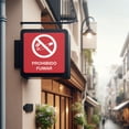 thumbnail image 2 of Señal prohibitiva: "No fumar en esta zona / Prohibido fumar" color roja. Plástico estireno calibre 40, resistente a exteriores, 20 x 20 cm. Señalamiento, Cartel, Letrero cuadrado, Señalización salud., 2 of 4