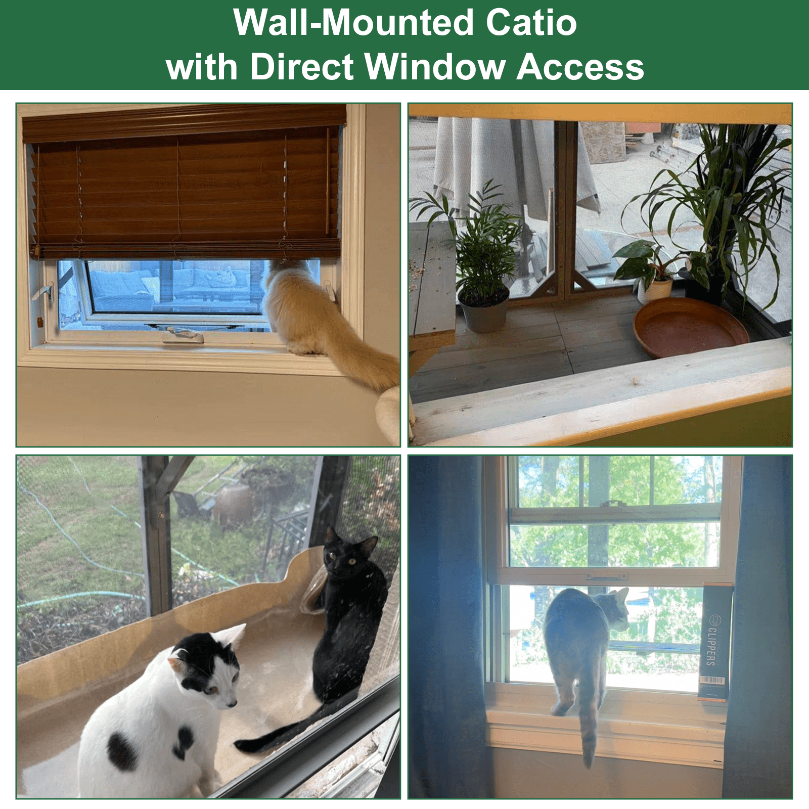 PETSCOSSET Wooden Cat Window Box Enclosure for Multiple Indoor Cats, Small Pet Perch House