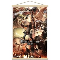 Attack on Titan: Season 3 - Key Art Wall Poster with Wooden Magnetic Frame, 22.375" x 34"