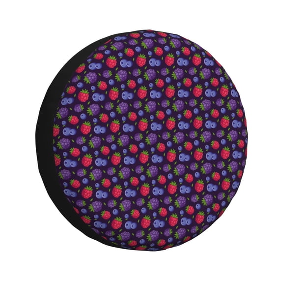 Fuzoiu Blackberries Print Universal Spare Tire Cover with Buckle Strap, Waterproof Wheel Covers for Jeep, Trailer, RV, Truck and All Car-14 inch