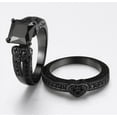 thumbnail image 3 of 18K Black Gold Plated Twilight Hearts 3CT Princess Cut Black CZ Solitaire Engagement Ring Set for Woman, 3 of 6
