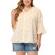 thumbnail image 1 of Blusa semi transparente de mujer de talla grande con volantes en el cuello en V de GRACE & GRANDEUR 2X Melocotón, 1 of 1