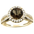 thumbnail image 1 of 14K Yellow Gold Natural Smoky Topaz Ring Round 8mm Diamond Accent, size 10, 1 of 4