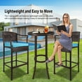 thumbnail image 2 of Patio Bar Height Bistro Sets, 3 Piece Patio Furniture Sets with High Glass Top Table and Cushioned Chairs, Outdoor Wicker PE Rattan Conversation Bistro Set with 2 Bar Stools for Garden Balcony, J1022, 2 of 14