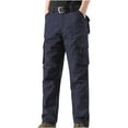 thumbnail image 2 of Men Cargo Pants Clearance Fall and Winter Multi Pocket Christmas Gift Solid Navy Pants for Men Size 2XL, 2 of 4