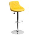 thumbnail image 1 of Contemporary Yellow Vinyl Bucket Seat Adjustable Height Barstool with Diamond Pattern Back and Chrome Base, 1 of 9