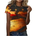 thumbnail image 2 of Cavosen Red White and Blue Shirts for Women Petite Independence Day Short Sleeve Round Neck T Shirts USA Star Striped Graphic Tops Lady XL 4th of July Casual T Shirts Red White and Blue Tunic Tees, 2 of 5