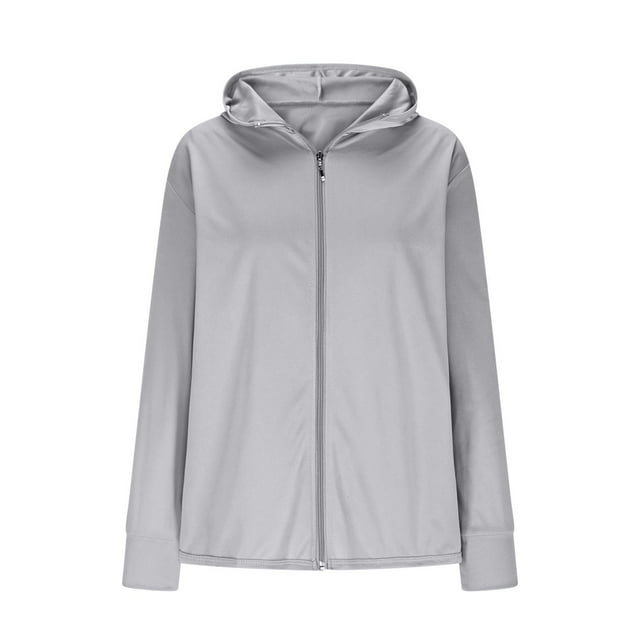 Économies d'Automne! Veste de Protection Solaire à Manches Longues pour Femmes srobpty, Veste Décontractée à Capuche à Manches Longues pour Femmes, Couleur Unie, Gris, m