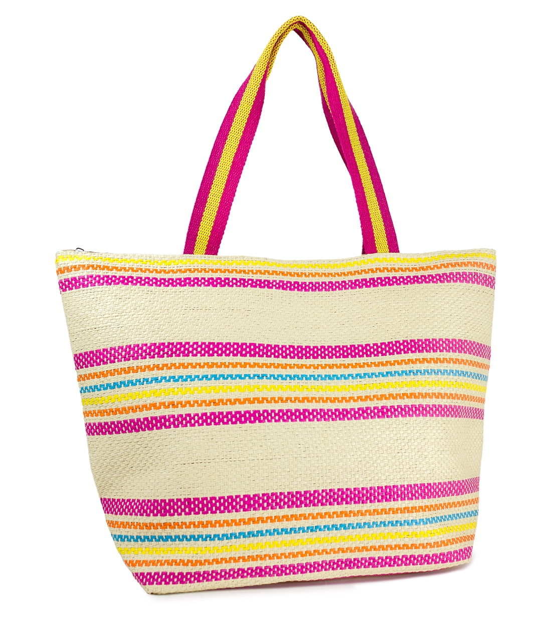 Grosgrain Stripe Beach Tote Bag Personalized Front Large