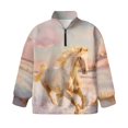 thumbnail image 4 of Uorisanigo Quarter Zip Pullover Sweatshirts for Teen Girls, Casual White Western Horse Long Sleeve Pullover Crop Tops, Fashion Fall Winter Clothes Drop Shoulder Workout Shirts Top, 4 of 7
