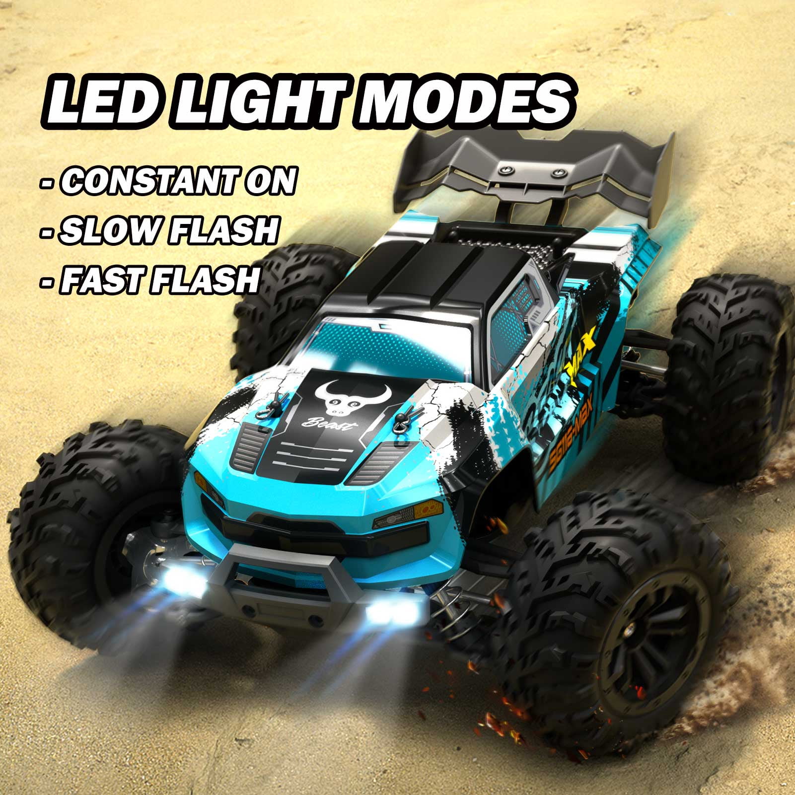 1:16 Scale Fast RC Car, 80KPH High Speed Brushless 4WD Off-Road Monster Truck, 2.4GHz Remote Control, All-Terrain Racing Toy for Adults and Boys