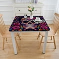 thumbnail image 3 of Day of The Dead Skull Tablecloth Rectangle Table Cover Colorful Flower Skull Washable Table Cloth for Halloween Home Party Dining Table Setting Decoration, 3 of 7
