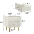 thumbnail image 4 of CBJCBJ 20" Modern Fluted Nightstand Set of 1, White Wood Bedside Table with 2 Drawers & Gold Metal Handles（White）, 4 of 5