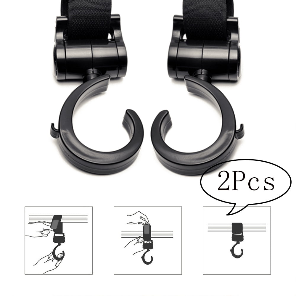 Black Convenient Stroller Accessories Mommy Bag Hooks for Hanging Diaper Bags Purse XIBAO 4PCS Stroller Hooks Stroller Organizer Hook Clip 