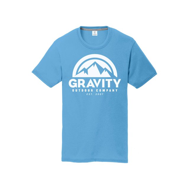 Gravity Outdoor Co. Youth Performance T-Shirt - White Logo - Aqua - Large