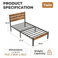 thumbnail image 2 of Alvantor Metal Platform Bed Frame with Headboard & Footboard - No Box Spring Needed, 800LBS Sturdy Wooden Slats Support, Industrial Style, 2 of 7