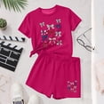 thumbnail image 6 of Atogsazn Childrens Girls 4th of July Clothes Set Kids Casual Loose Fit Short Sleeve T-shirt & Shorts Outfit Summer Hot Pink 9-10Years Fashion, 6 of 6