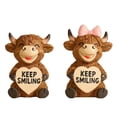 thumbnail image 3 of Highland Cow Resin Figurine Valentines Day Gift – Cute Keep Smiling Gift For Christmas, Valentine’S Day, Birthday, Friendship Desk Decor & Home Display 4.7" X 3.1" X 3.1" (Brown Highland Cow), 3 of 6