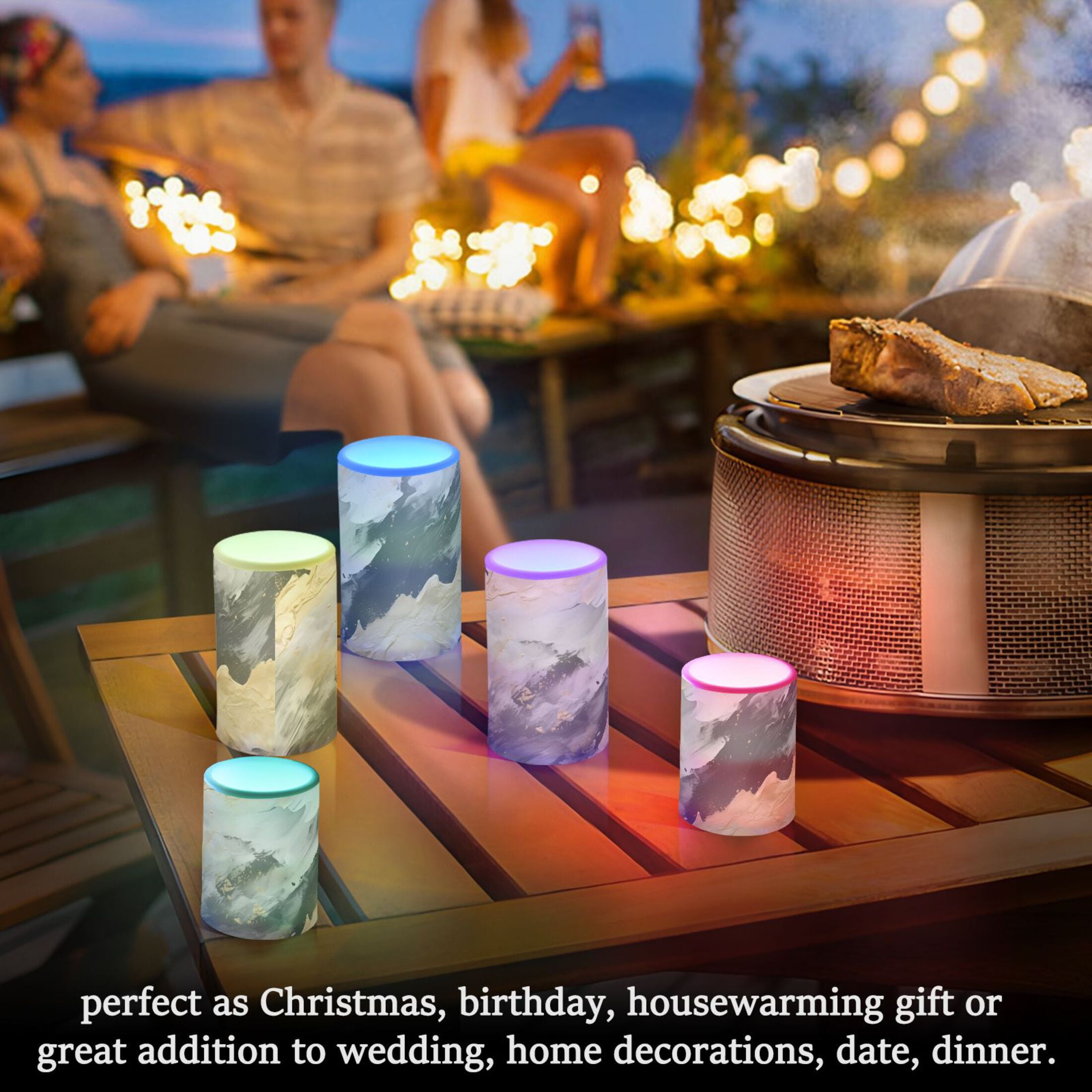 Black White Gold Marble Flameless Candles with Remote Timer LED Battery Operated Flickering Candle Light for Festival Wedding Home Party