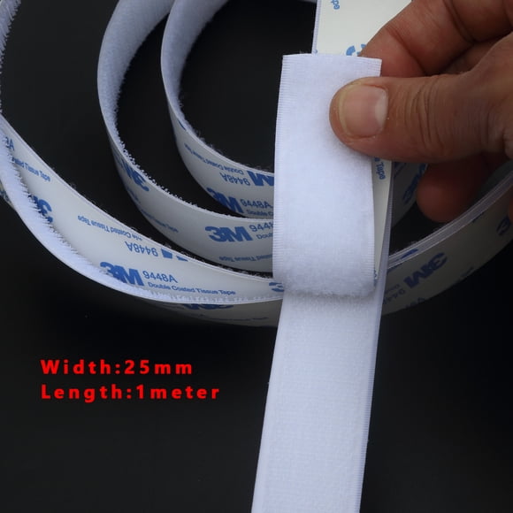 Cinta Hook & Loop Adhesiva Blanca 25mm x 1M