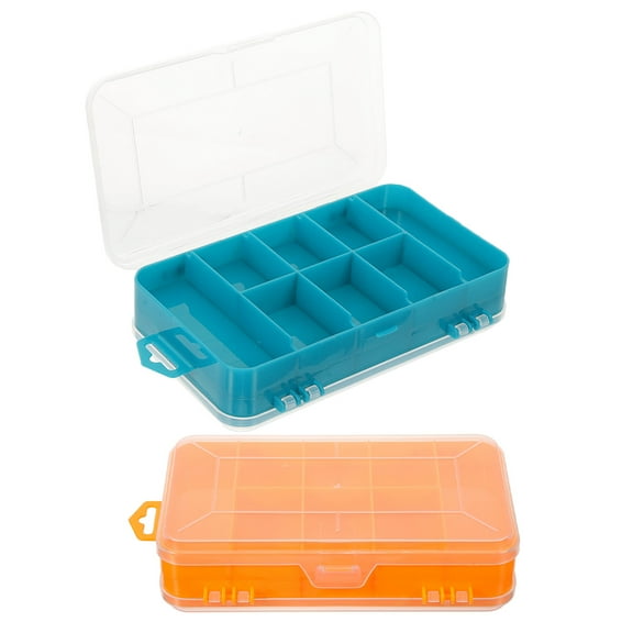 2-Pack Double-Sided Plastic Storage Organizer Box with Multiple Compartments for Beads, Jewelry, Hardware and Small Parts