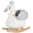 thumbnail image 2 of Qaba Rocking Horse, Kids Ride on Horse Swan Rocker with Sound, Plush Seat, Wooden Base, Safety Belt for Toddlers 18-36 Months, White, 2 of 9